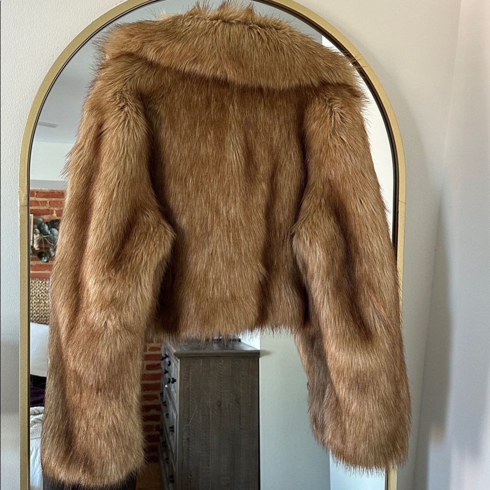 ZW COLLECTION FAUX FUR CROPPED JACKET LARGE BROWN BEIGE COAT 3945/243 TAN - Picture 9 of 9